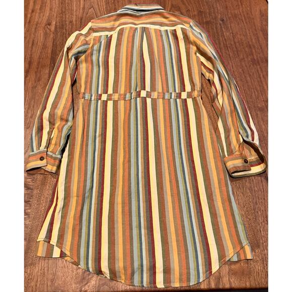 J. Gee Dress Medium, Long Sleeve, Striped, Yellow Green, Knee Length, Pockets - Picture 2 of 11